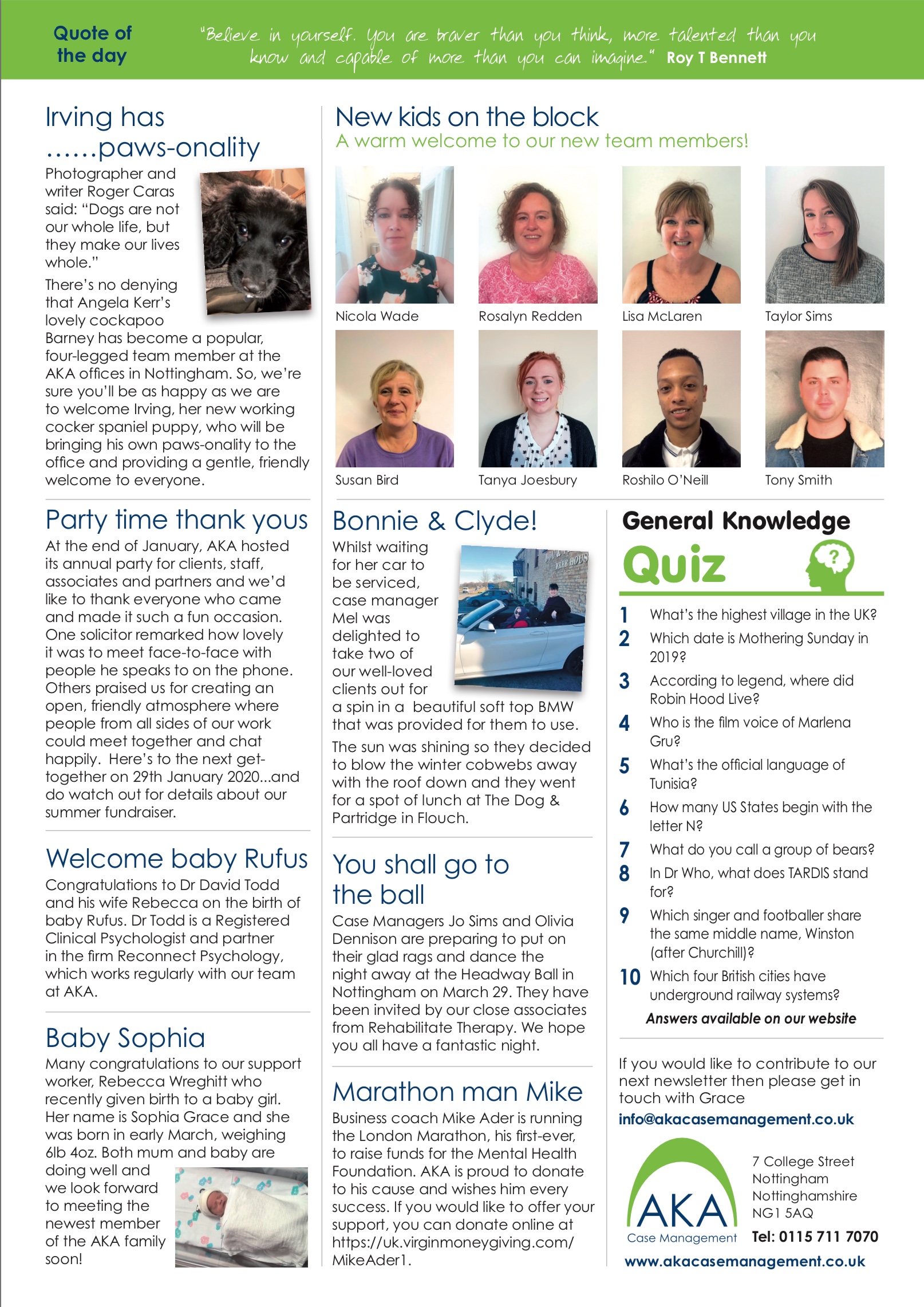 AKA Newsletter March 2019 page 2
